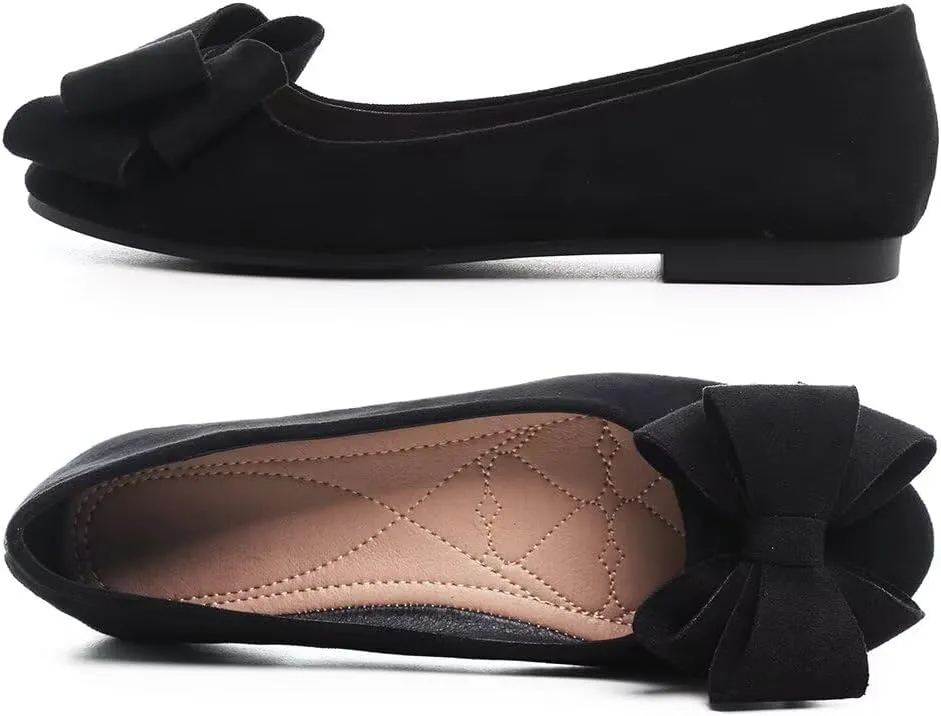 Stunner Women's Dress Flats Cute Round Toe Bowknot Flats Comfortable Ballet Flats Casual Slip On Flat Shoes