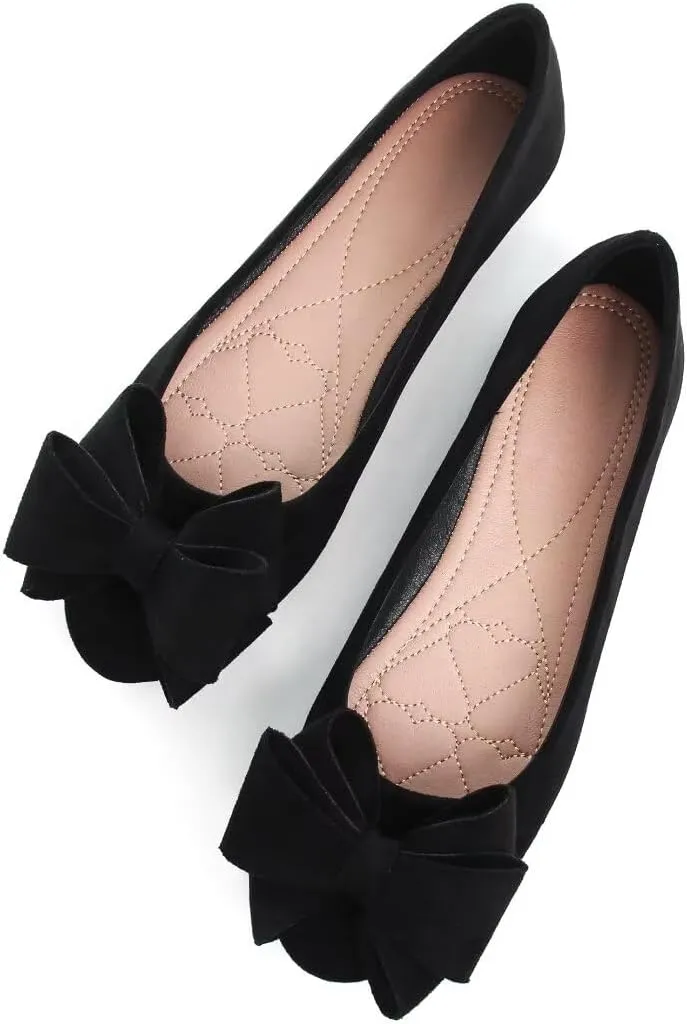 Stunner Women's Dress Flats Cute Round Toe Bowknot Flats Comfortable Ballet Flats Casual Slip On Flat Shoes