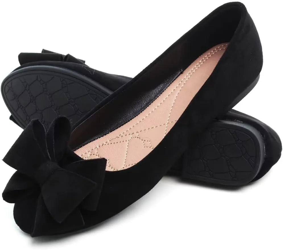 Stunner Women's Dress Flats Cute Round Toe Bowknot Flats Comfortable Ballet Flats Casual Slip On Flat Shoes