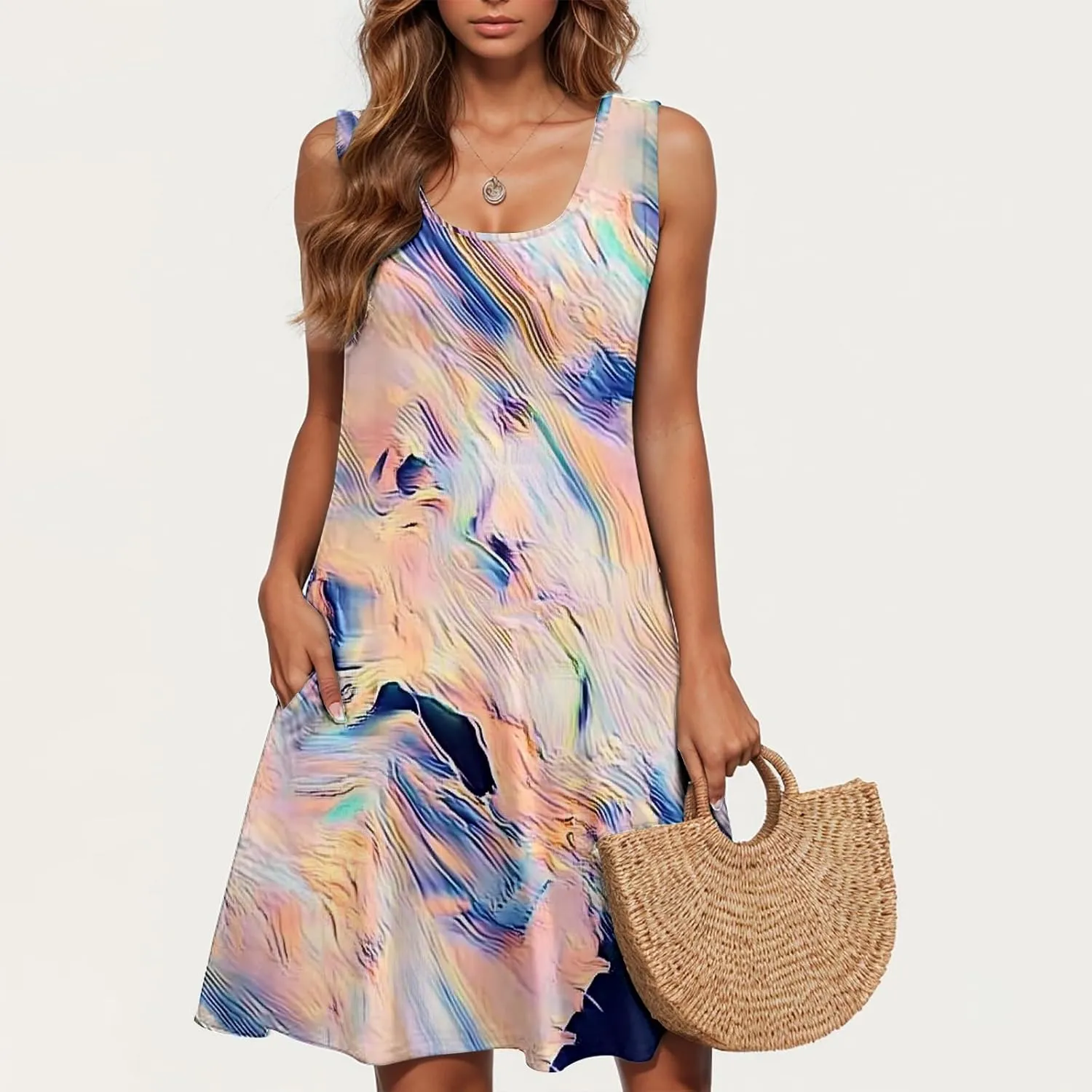 Summer Dresses for Women Trendy 2025 Loose Flowy Mini Tank Dress Boho Floral a Line Sundress Beach Vacation Outfits