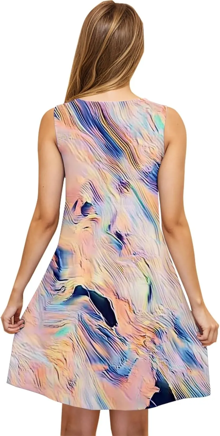Summer Dresses for Women Trendy 2025 Loose Flowy Mini Tank Dress Boho Floral a Line Sundress Beach Vacation Outfits