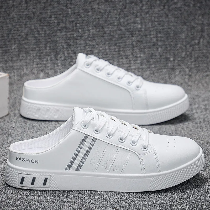 Summer Men's Casual Breathable Semi Slipper White Shoes