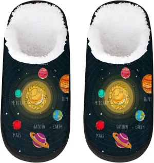 Sun Mars Venus Slippers for Women,Fluffy Soft Winter Womens House Slippers,Non Slip Comfy Plush Ladies House Shoes for Girls Slip-On Slippers for Indoor Bedroom Travel M
