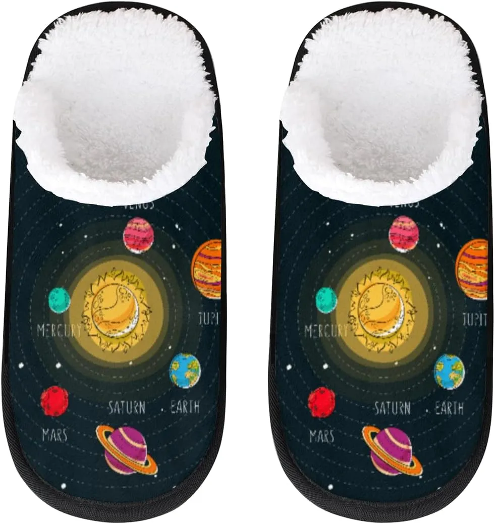 Sun Mars Venus Slippers for Women,Fluffy Soft Winter Womens House Slippers,Non Slip Comfy Plush Ladies House Shoes for Girls Slip-On Slippers for Indoor Bedroom Travel M
