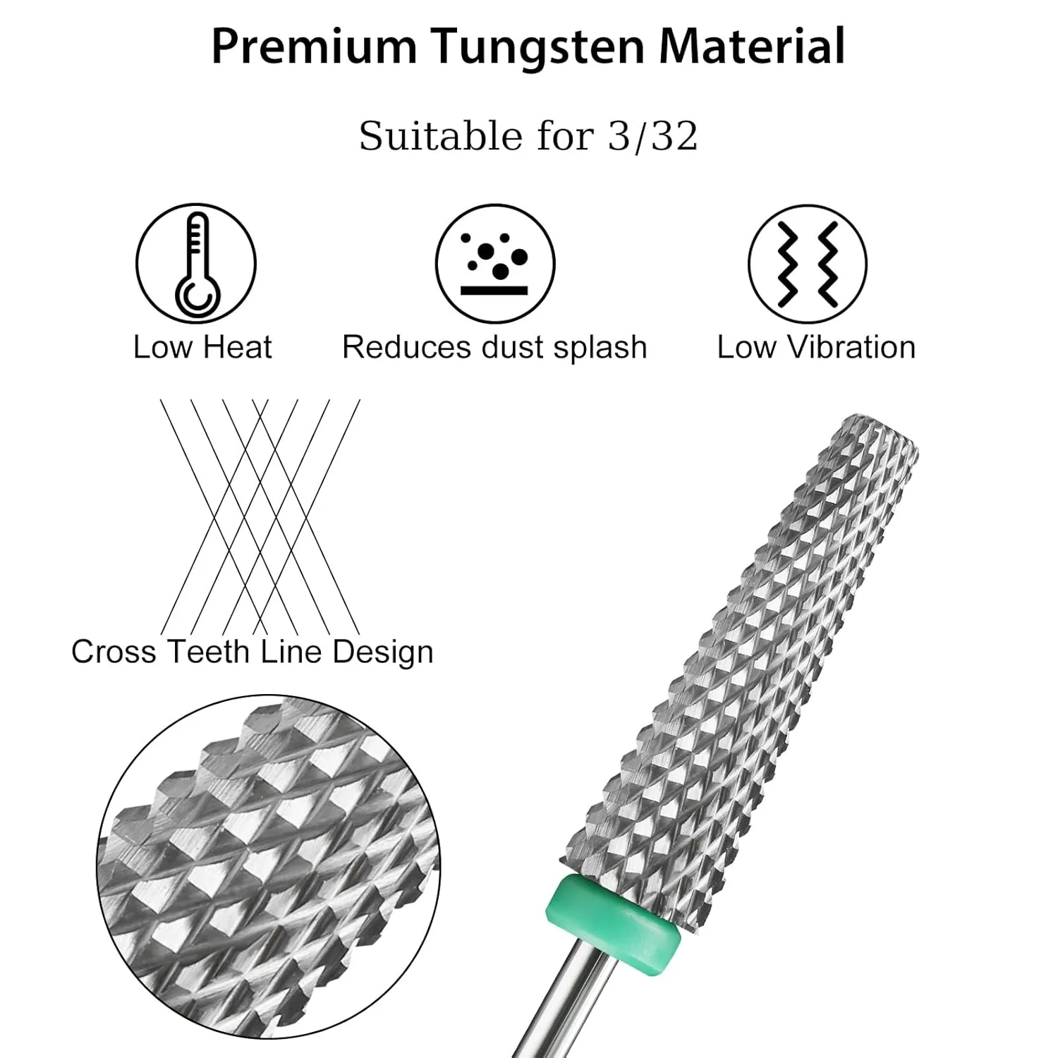 Super Long 5-IN-1 Tungsten Carbide Bit,Electronic Nail Drill Bit for Acrylic Gel Nails Dual Nail Form Remove,3/32 Diameter Nail Bit for E-File Nail Drill(Coarse)