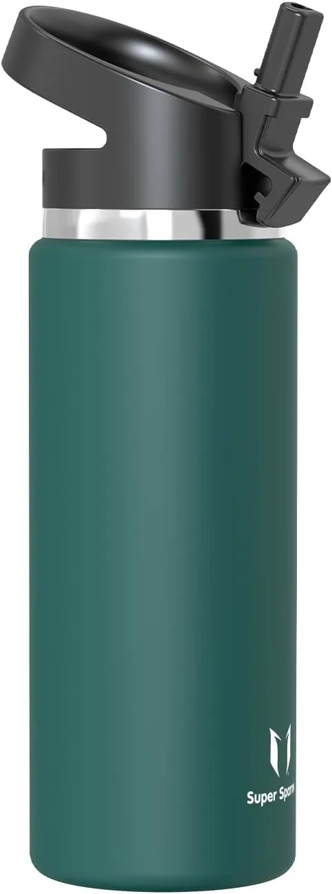 Super Sparrow Water Bottle Insulated - 17 Oz / 25 Oz / 32 Oz - Wide Mouth SwivelSip Flask - BPA Free, Leak Proof Drink Bottle- Ergonomic Straw Water Bottles for Work, Gym, Travel, Sports, Outdoor