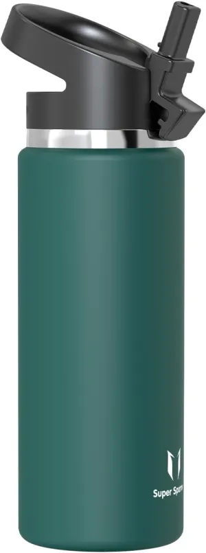 Super Sparrow Water Bottle Insulated - 17 Oz / 25 Oz / 32 Oz - Wide Mouth SwivelSip Flask - BPA Free, Leak Proof Drink Bottle- Ergonomic Straw Water Bottles for Work, Gym, Travel, Sports, Outdoor