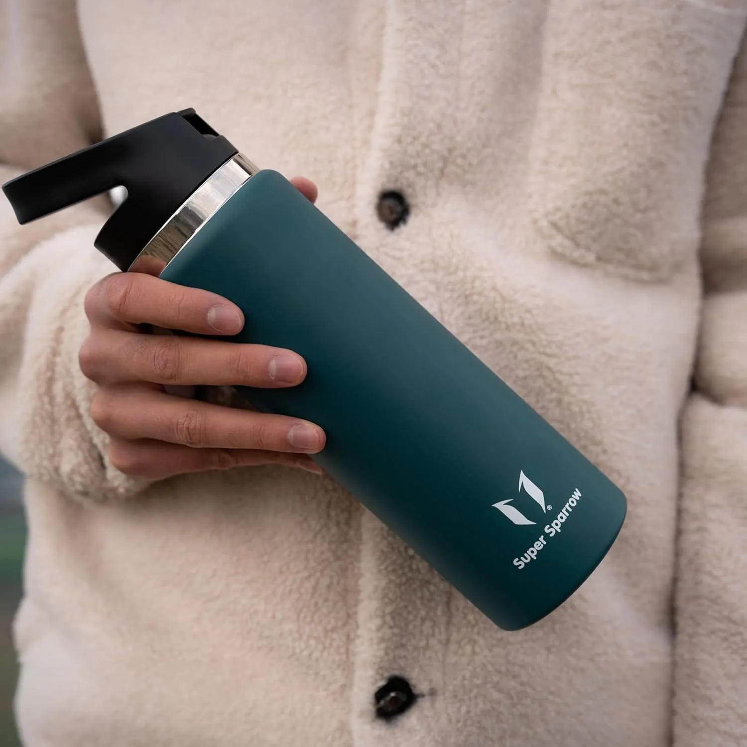 Super Sparrow Water Bottle Insulated - 17 Oz / 25 Oz / 32 Oz - Wide Mouth SwivelSip Flask - BPA Free, Leak Proof Drink Bottle- Ergonomic Straw Water Bottles for Work, Gym, Travel, Sports, Outdoor