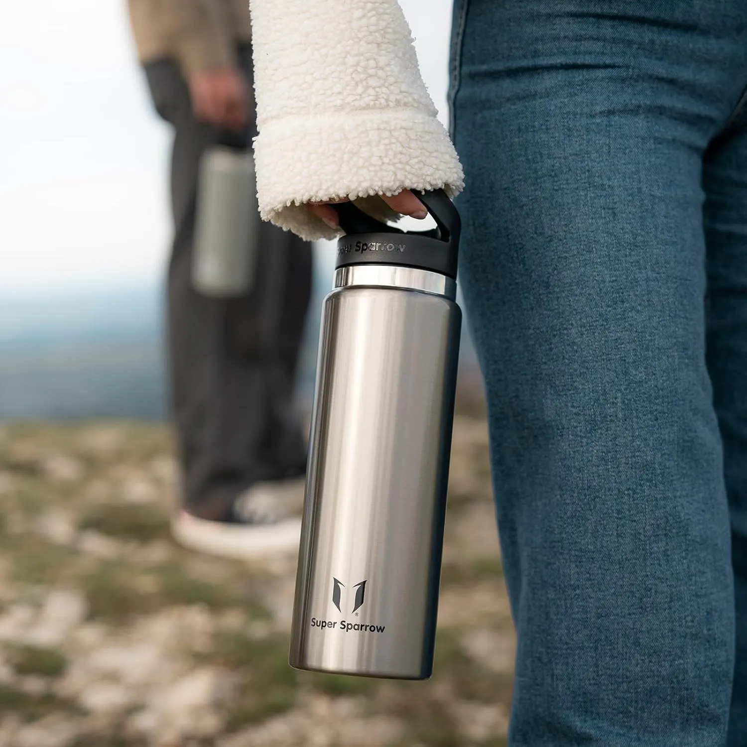 Super Sparrow Water Bottle Insulated - 17 Oz / 25 Oz / 32 Oz - Wide Mouth SwivelSip Flask - BPA Free, Leak Proof Drink Bottle- Ergonomic Straw Water Bottles for Work, Gym, Travel, Sports, Outdoor