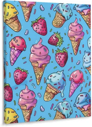 Sweet Ice-Creams Printed Art Painting Wall Decor Artworks Hang Canvas Pictures Decoration For Room Home Office