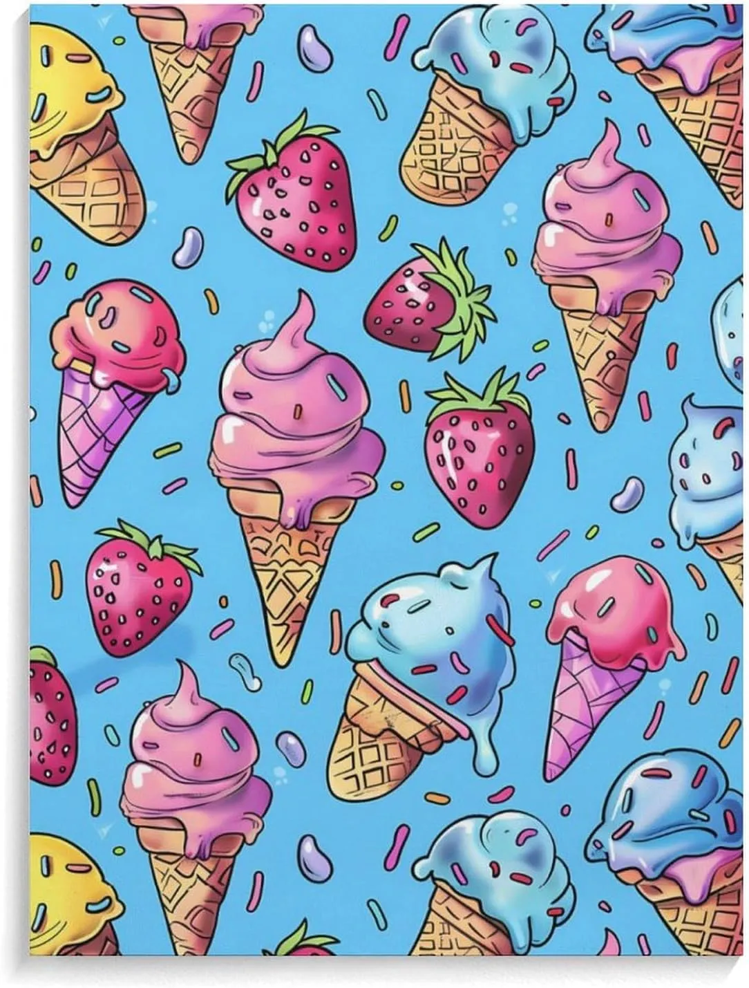 Sweet Ice-Creams Printed Art Painting Wall Decor Artworks Hang Canvas Pictures Decoration For Room Home Office