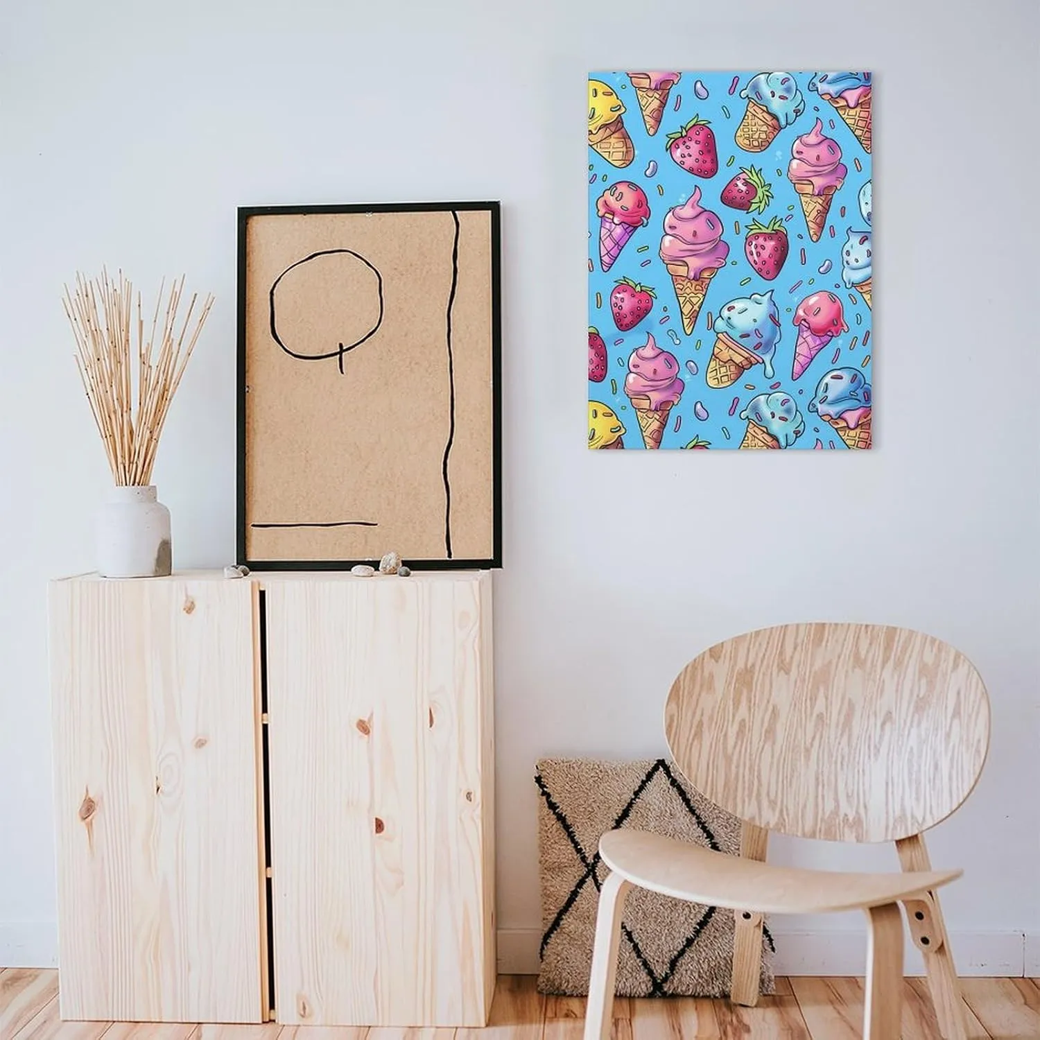 Sweet Ice-Creams Printed Art Painting Wall Decor Artworks Hang Canvas Pictures Decoration For Room Home Office