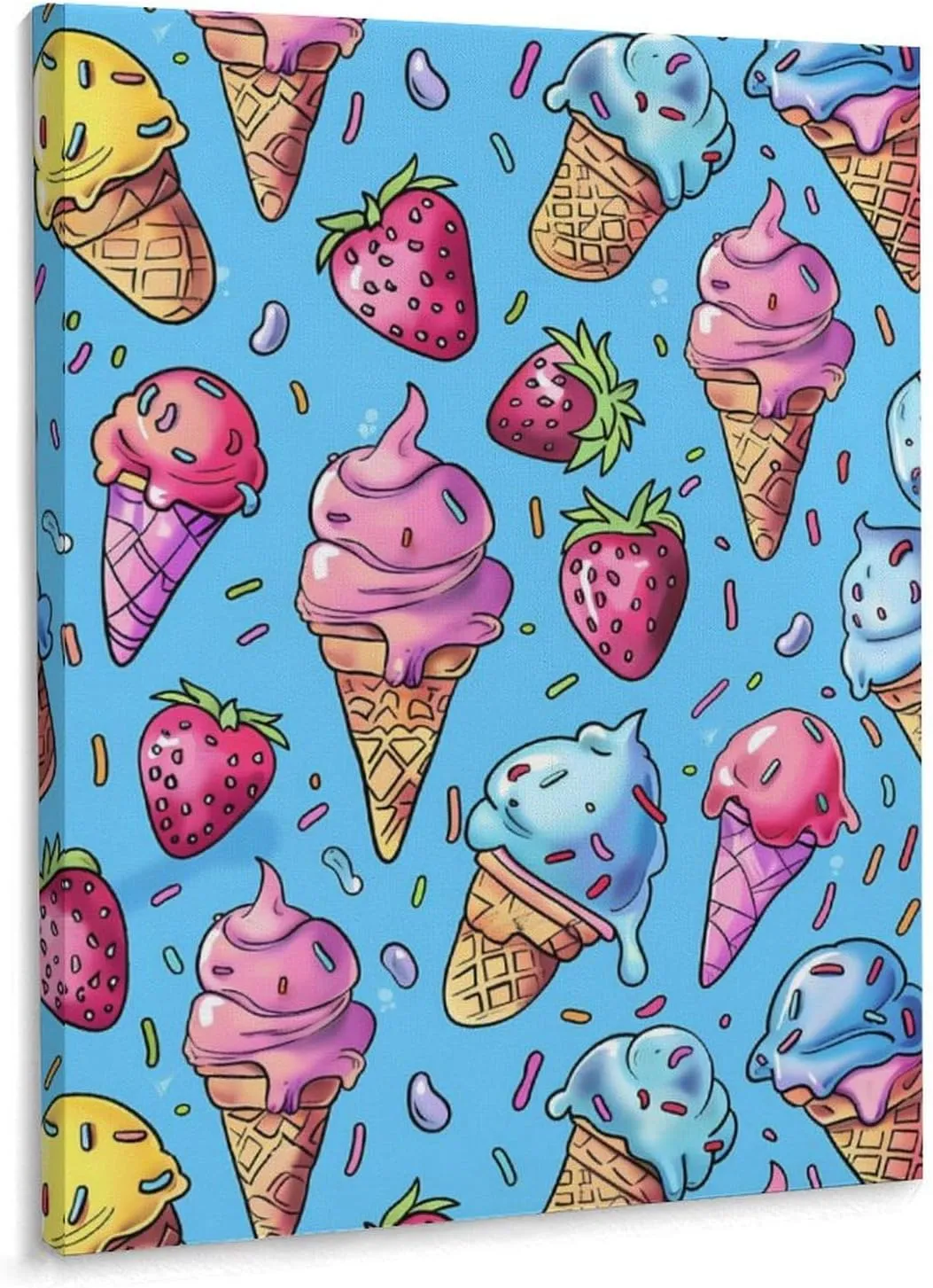 Sweet Ice-Creams Printed Art Painting Wall Decor Artworks Hang Canvas Pictures Decoration For Room Home Office
