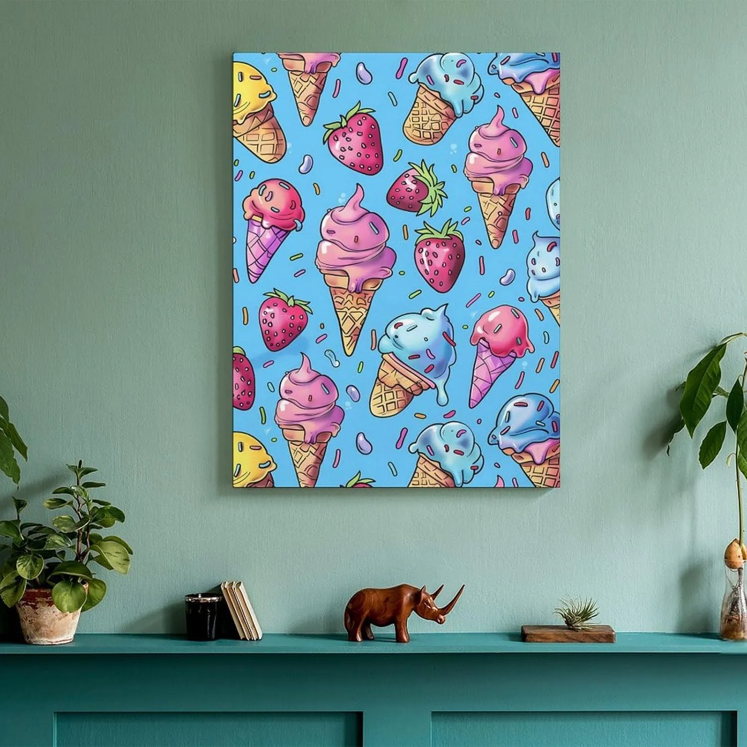 Sweet Ice-Creams Printed Art Painting Wall Decor Artworks Hang Canvas Pictures Decoration For Room Home Office