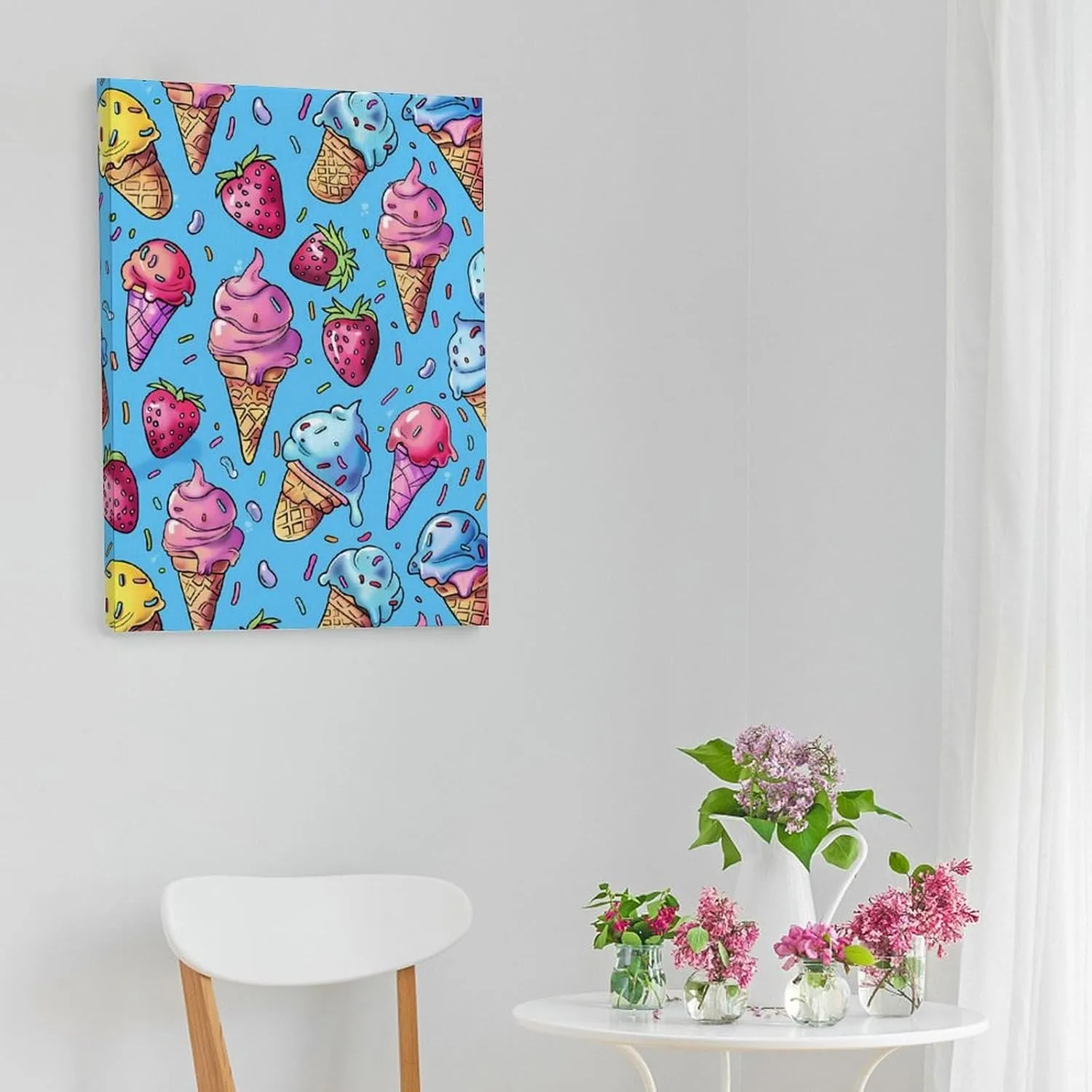 Sweet Ice-Creams Printed Art Painting Wall Decor Artworks Hang Canvas Pictures Decoration For Room Home Office