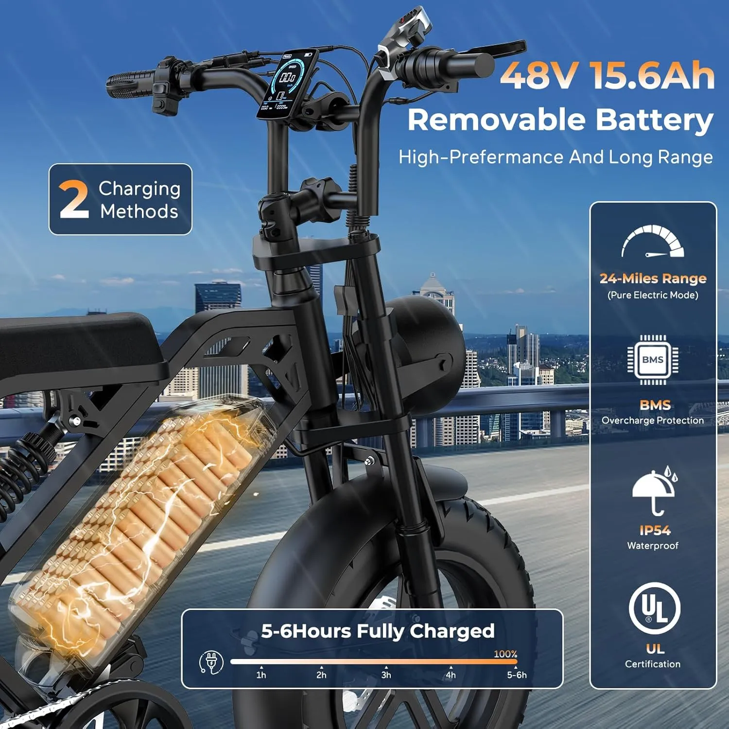 T16 Electric Bike for Teens & Childs, 1000W Motor 48V15.6Ah Removable Battery, 30MPH Off-Road Electric Bicycle,16"Fat Tire Ebike for Kids, 7-Speed,Dual Hydraulic Brakes, Fits Riders 4'5"-5'4"