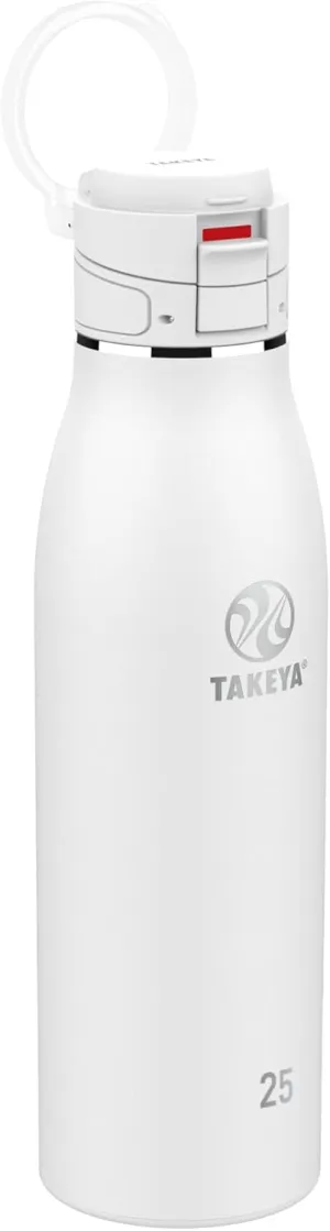 Takeya 885395525013 Traveler Insulated Stainless Steel Bottle, Flip Cap Arctic 25oz