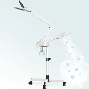 TASALON 2-in-1 Professional Facial Steamer with 5X Magnifying Lamp, Esthetician Steamer on Wheels, White, Facial Steamer, Cleansing, Hydrating, Pore Treatment