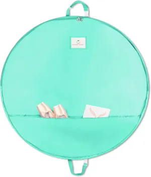 Teen Girl & Adult Tutu Garment Bag - 40 inch Pancake Tutu Bag, Dance Bag, Inner Straps, 3 in Gusset, Pockets, for Costume Skirt Travel, Storage, Ballerinas, Competitive Dancers, Seafoam