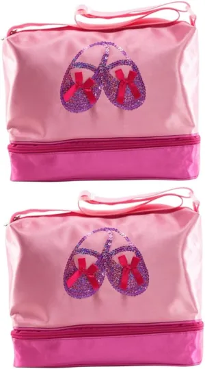 TENDYCOCO 2pcs Ballet Tote Bag Girls Cross-body Bag Shoulder Dance Bag Duffle Bag Messenger Bag Child Princess Dancing Shoes
