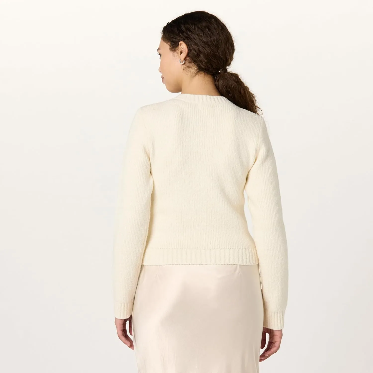 The Drop Women's Plus Size Janice Gold Button Fitted Sweater Cardigan
