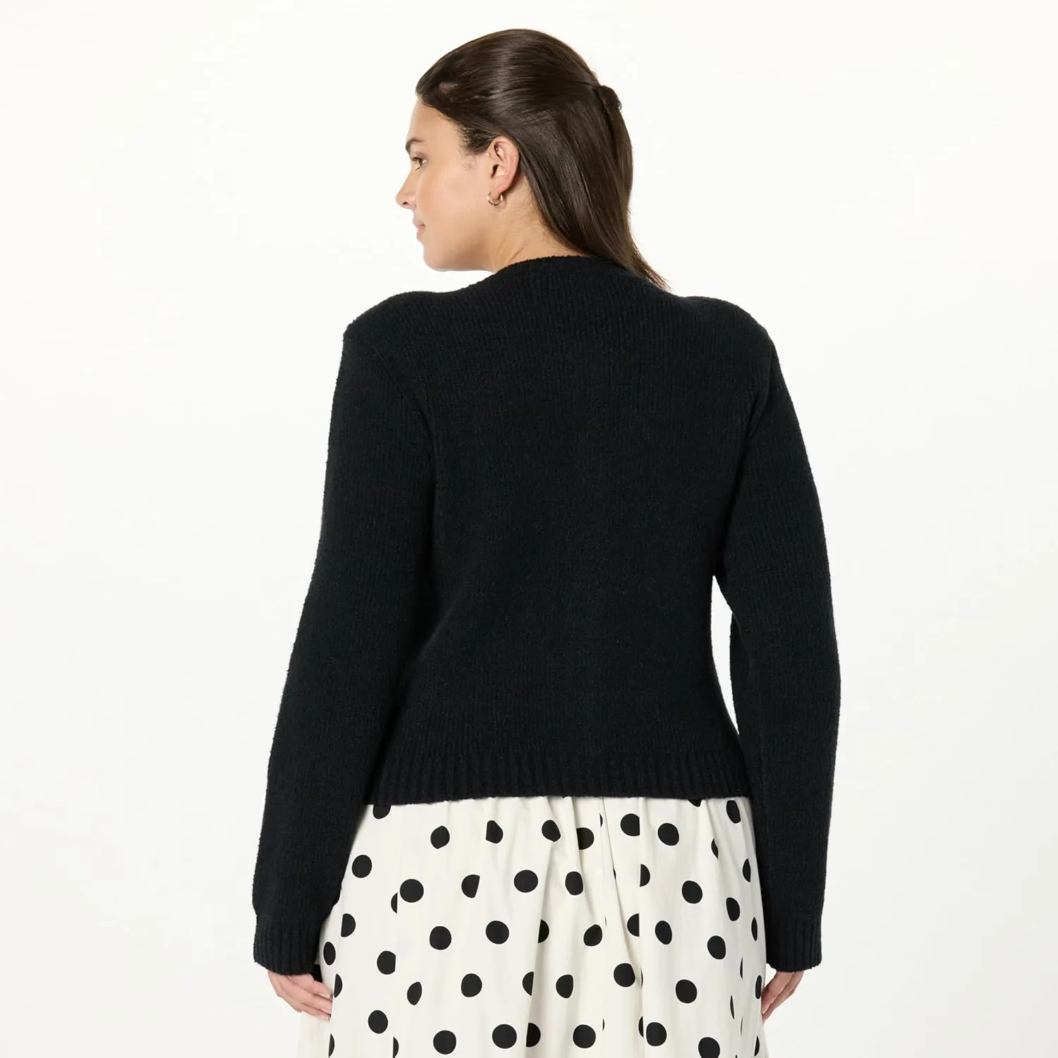 The Drop Women's Plus Size Janice Gold Button Fitted Sweater Cardigan