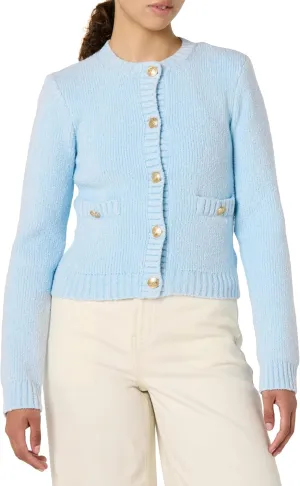 The Drop Women's Plus Size Janice Gold Button Fitted Sweater Cardigan