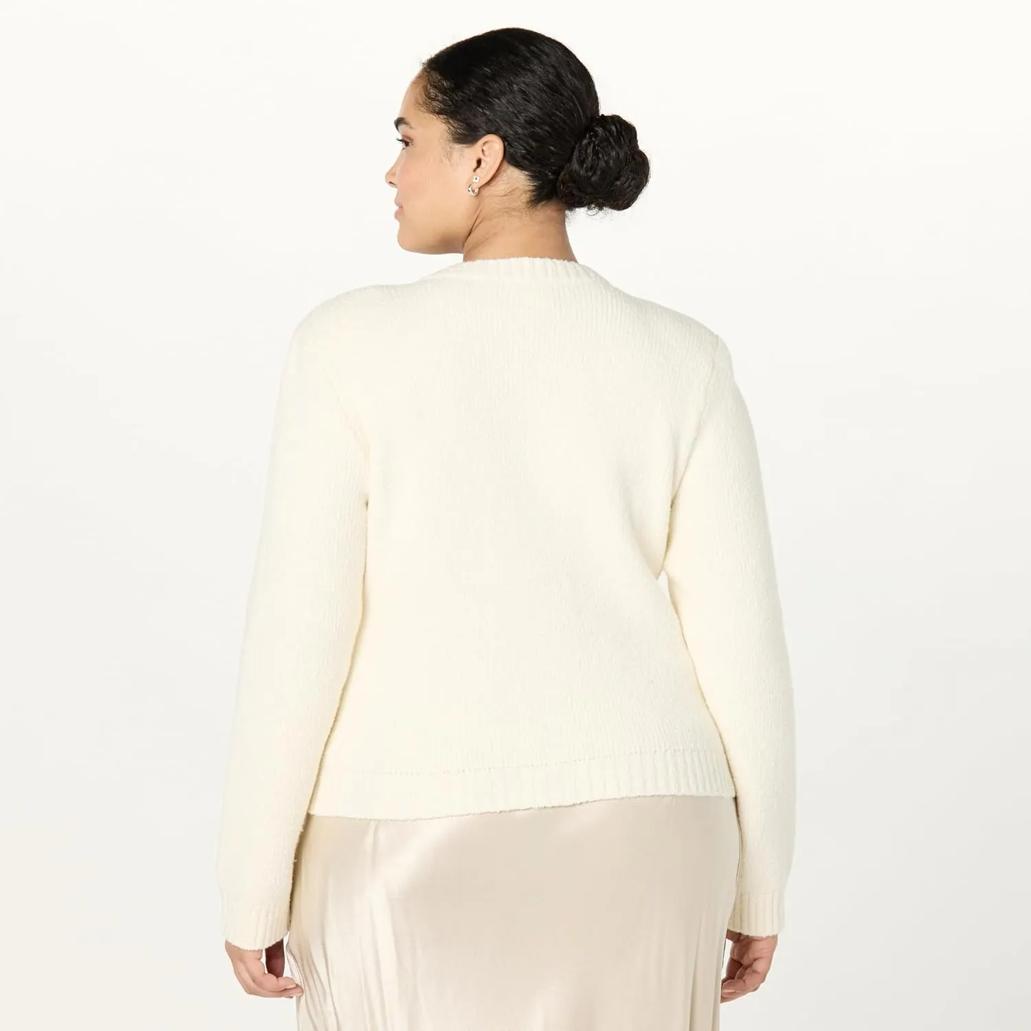 The Drop Women's Plus Size Janice Gold Button Fitted Sweater Cardigan