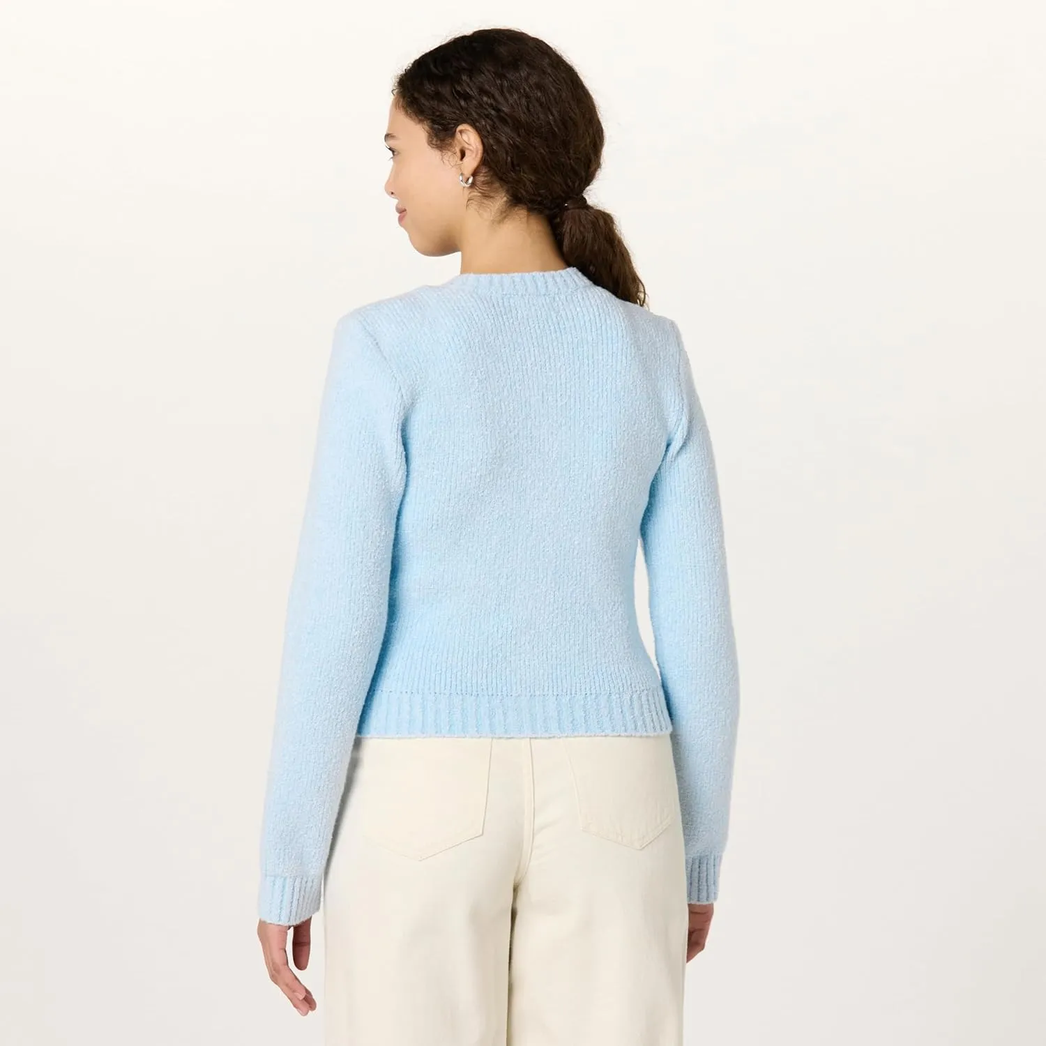 The Drop Women's Plus Size Janice Gold Button Fitted Sweater Cardigan