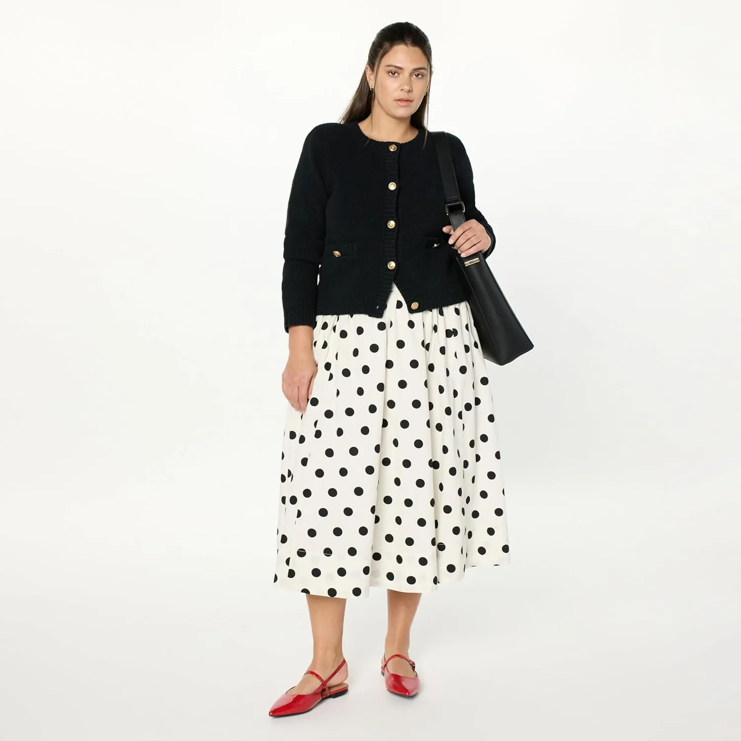 The Drop Women's Plus Size Janice Gold Button Fitted Sweater Cardigan