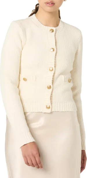 The Drop Women's Plus Size Janice Gold Button Fitted Sweater Cardigan