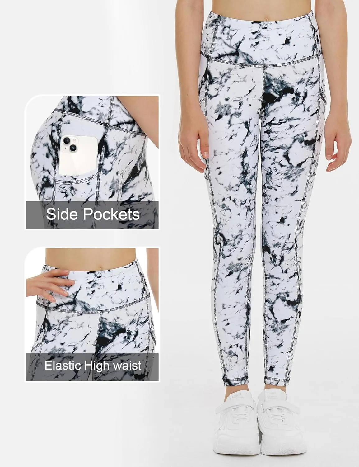 THE GYM PEOPLE Girls Workout Leggings Kids High Waist Stretch Athletic Dance Yoga Pants with Pockets