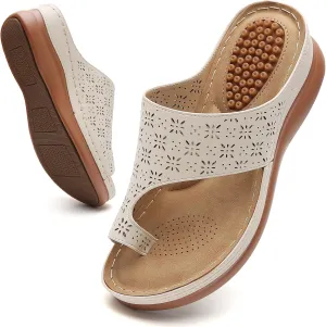 Tilocow Sandals Women Wedge Shoes - Orthopedic Comfortable Arch Support Platform Sandals for Women Wedge Summer Dressy Flip Flop Casual Bunion Breathable Shoes