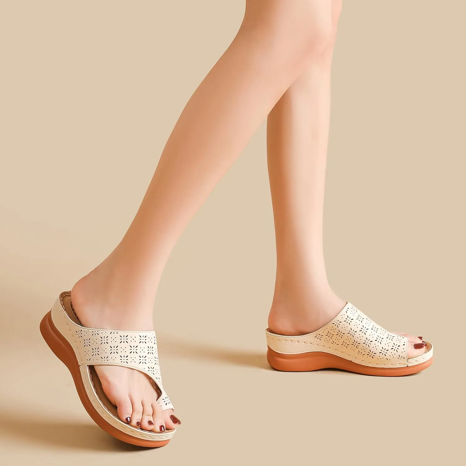Tilocow Sandals Women Wedge Shoes - Orthopedic Comfortable Arch Support Platform Sandals for Women Wedge Summer Dressy Flip Flop Casual Bunion Breathable Shoes