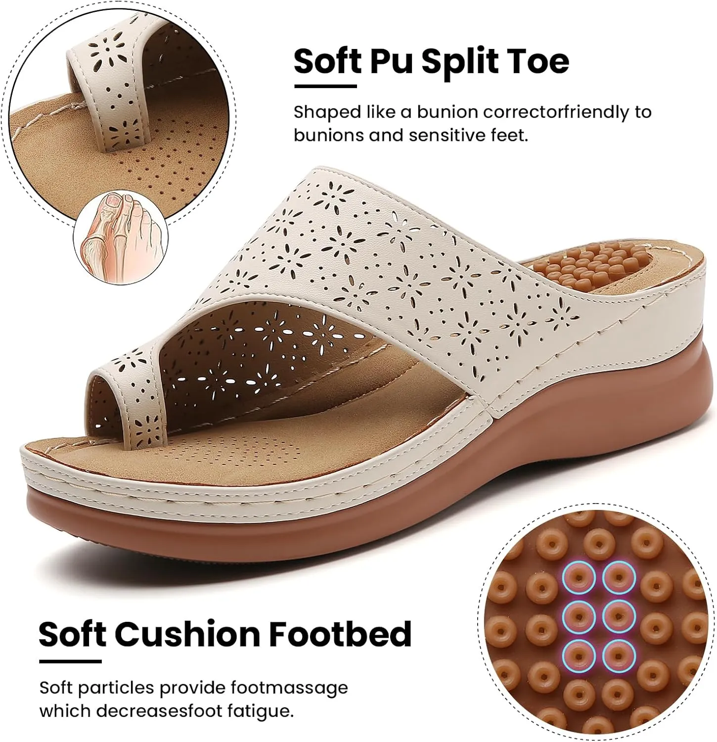 Tilocow Sandals Women Wedge Shoes - Orthopedic Comfortable Arch Support Platform Sandals for Women Wedge Summer Dressy Flip Flop Casual Bunion Breathable Shoes