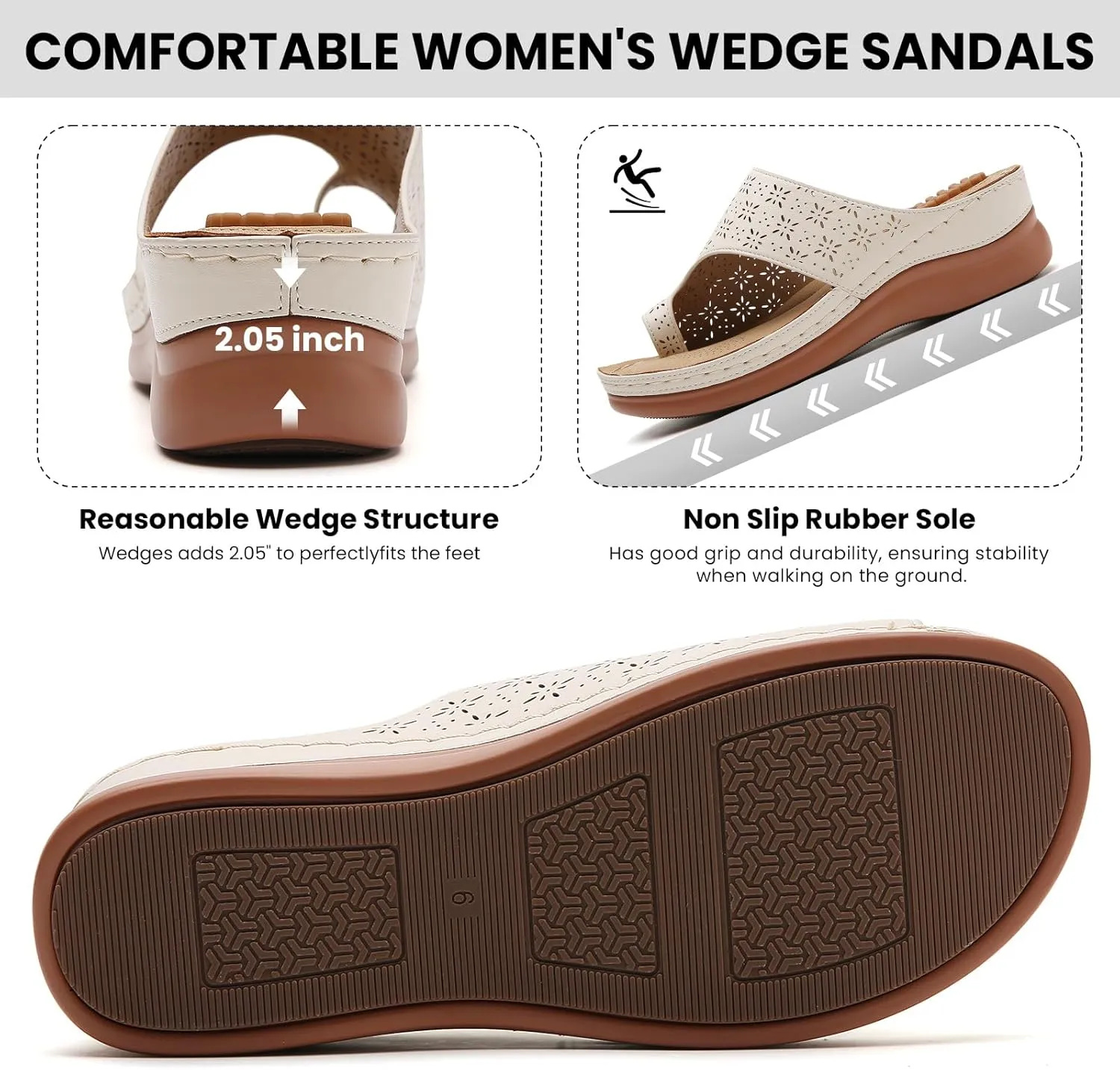 Tilocow Sandals Women Wedge Shoes - Orthopedic Comfortable Arch Support Platform Sandals for Women Wedge Summer Dressy Flip Flop Casual Bunion Breathable Shoes