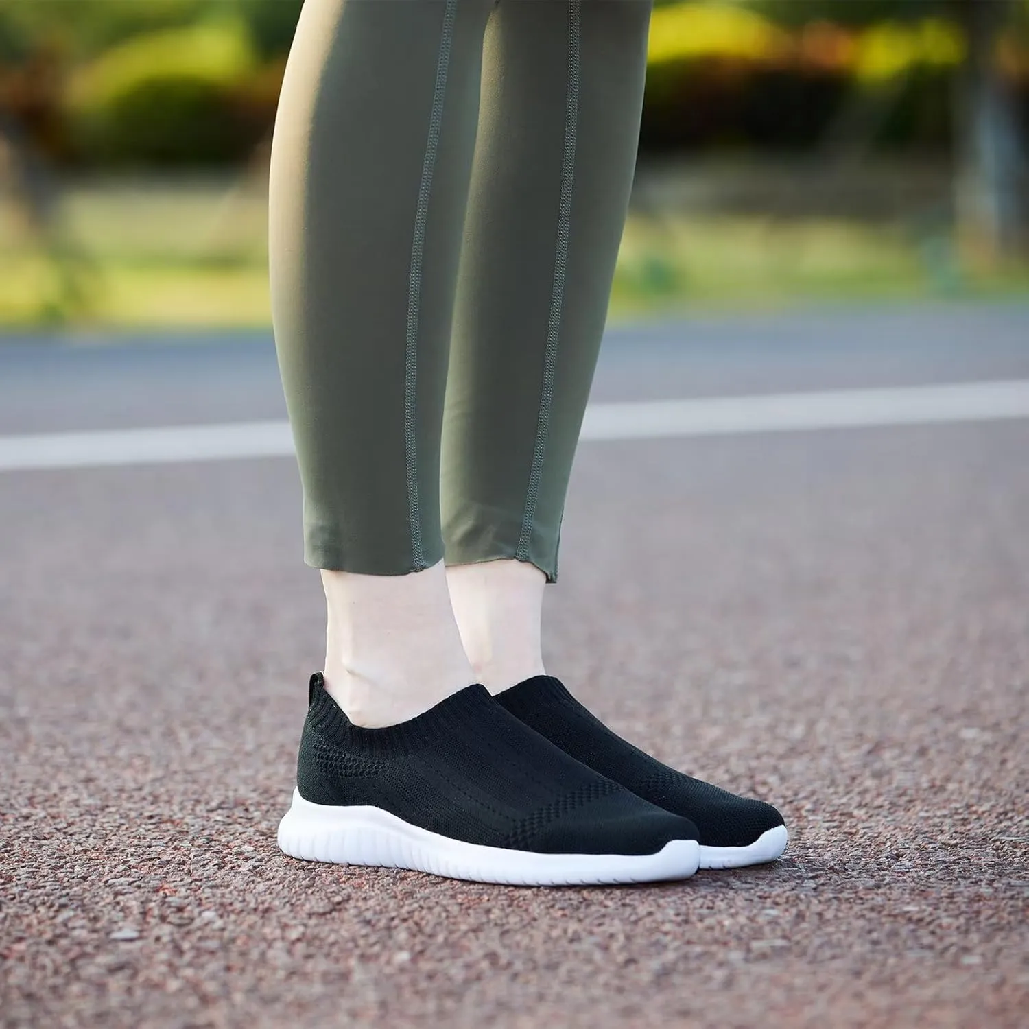 TIOSEBON Women's Walking Sock Shoes Elastic Knit Lightweight Slip on Breathable Yoga Sneakers