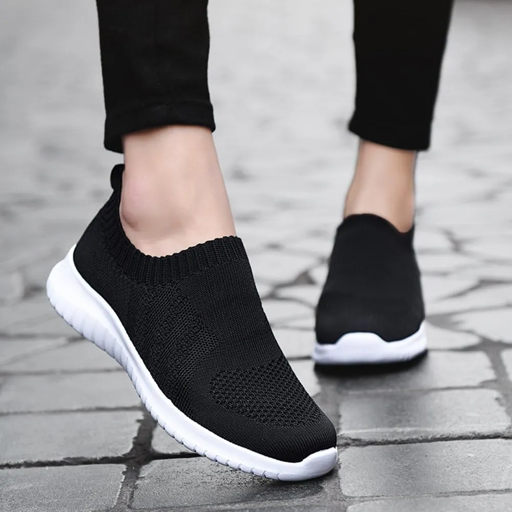 TIOSEBON Women's Walking Sock Shoes Elastic Knit Lightweight Slip on Breathable Yoga Sneakers