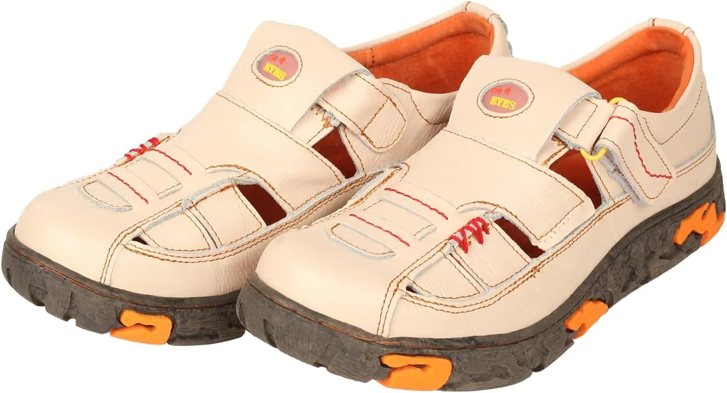 TMA EYES Womens Hand Stitching Leaher Shoes with Hollow Breathable Hook and Loop Slip-on Casual Shoes