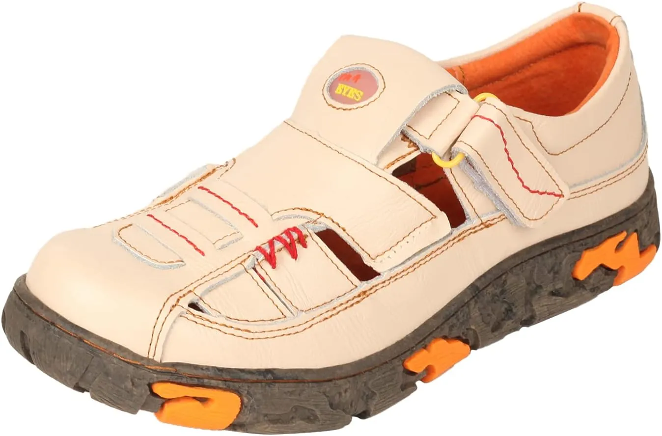 TMA EYES Womens Hand Stitching Leaher Shoes with Hollow Breathable Hook and Loop Slip-on Casual Shoes