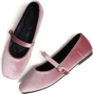 TN TANGNEST Women's Leather Flats Comfortable Square Toe Dress Flats Retro Soft Mary Jane Flats