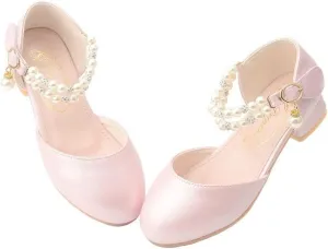 Toddler Flower Girls Dress Shoes Wedding Party School Glitter Low Heel Mary Jane Princess Pumps Sandals for Little Kids