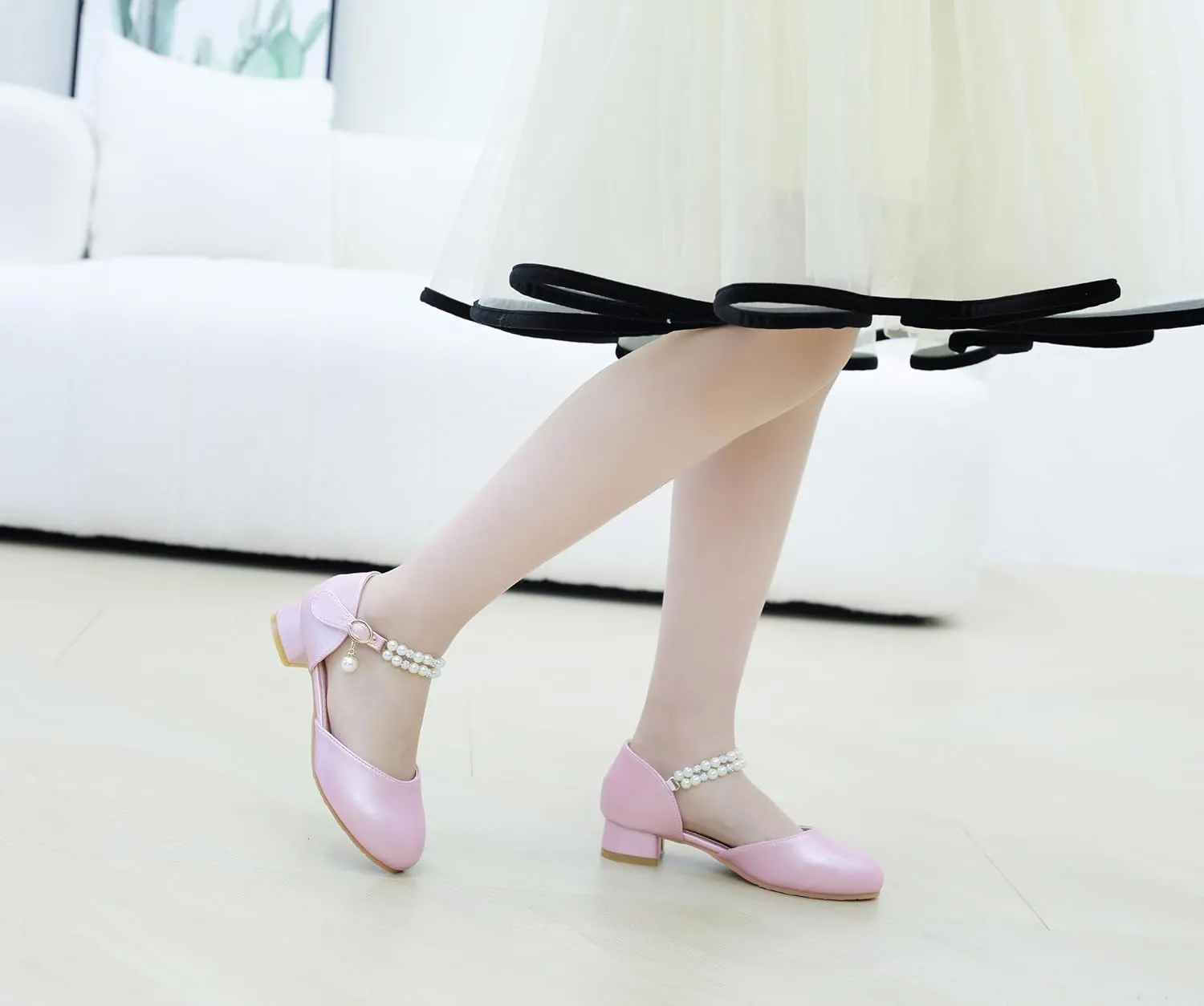 Toddler Flower Girls Dress Shoes Wedding Party School Glitter Low Heel Mary Jane Princess Pumps Sandals for Little Kids