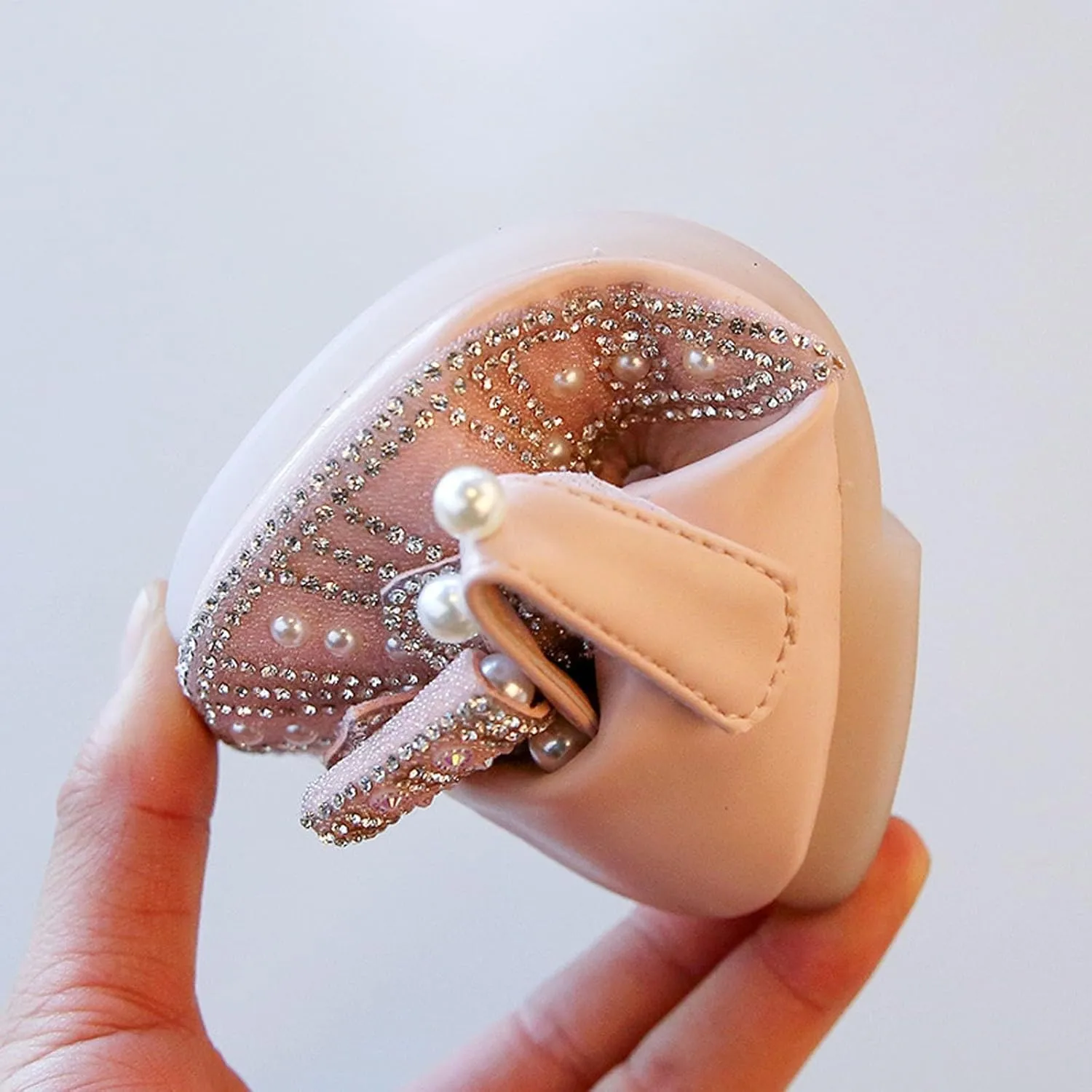 Toddler Girls Glitter Dress Shoes 𝗥hinestones Bowknot Mary Jane Low Heels Wedding Toddler Slippers Size 5 Girl