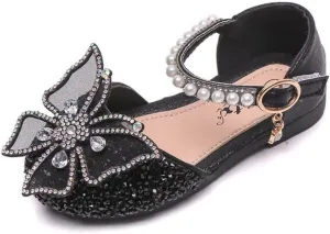 Toddler Girls Sparkle Princess Mary Jane Ballet Flats Glitter Bow Flower Girl Wedding School Party Shoes for Little Kids