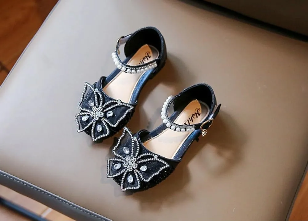 Toddler Girls Sparkle Princess Mary Jane Ballet Flats Glitter Bow Flower Girl Wedding School Party Shoes for Little Kids