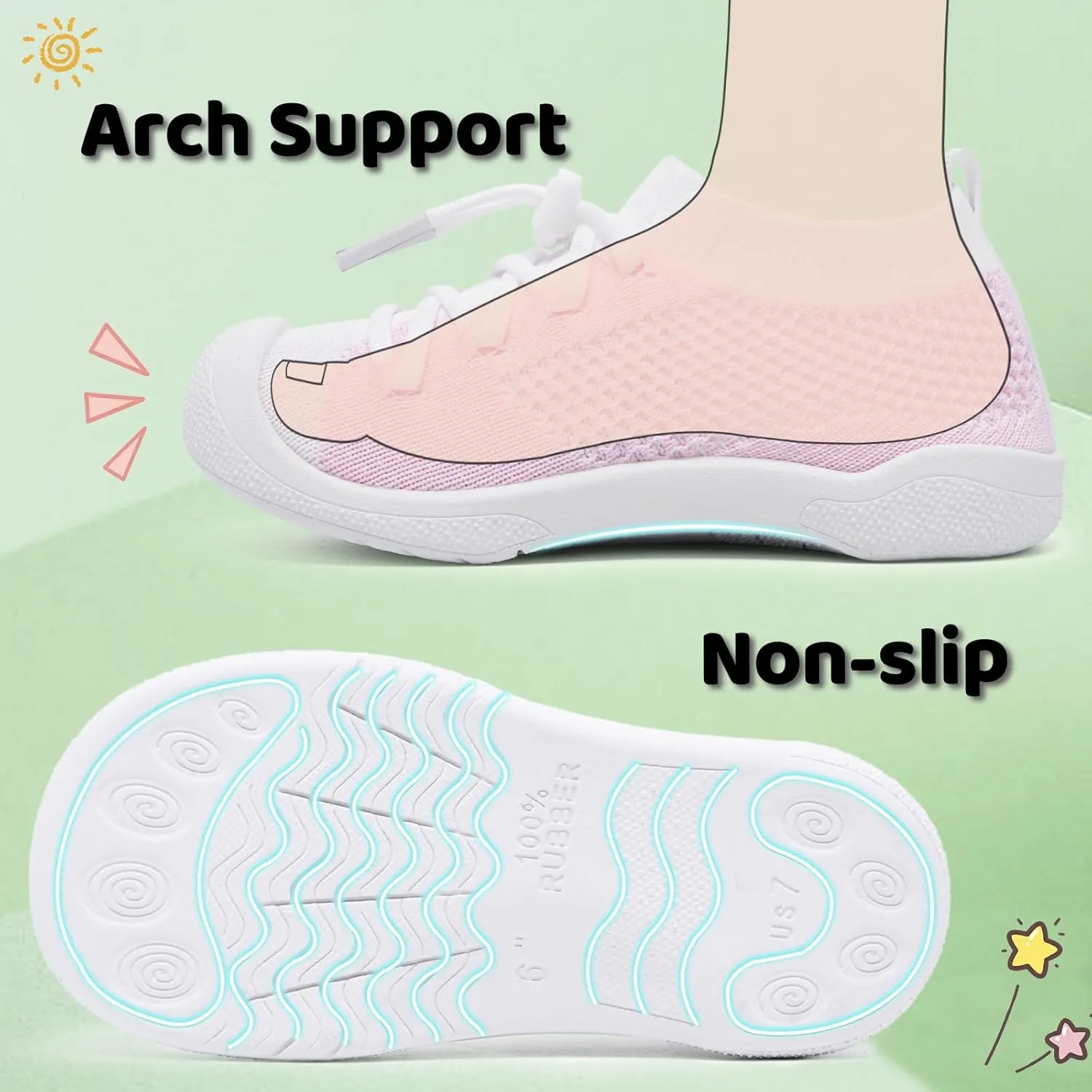 Toddler Shoes Boys Girls | with Arch Support | Slip-on| Barefoot | Breathable & Non-Slip Tennis Shoes