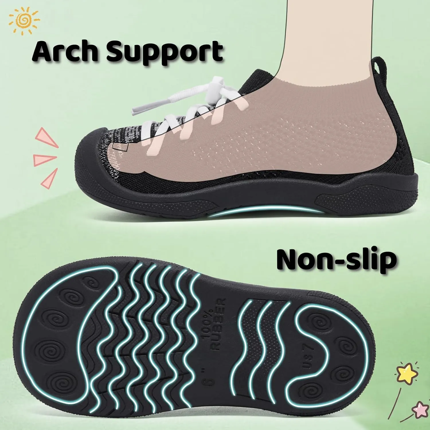 Toddler Shoes Boys Girls | with Arch Support | Slip-on| Barefoot | Breathable & Non-Slip Tennis Shoes