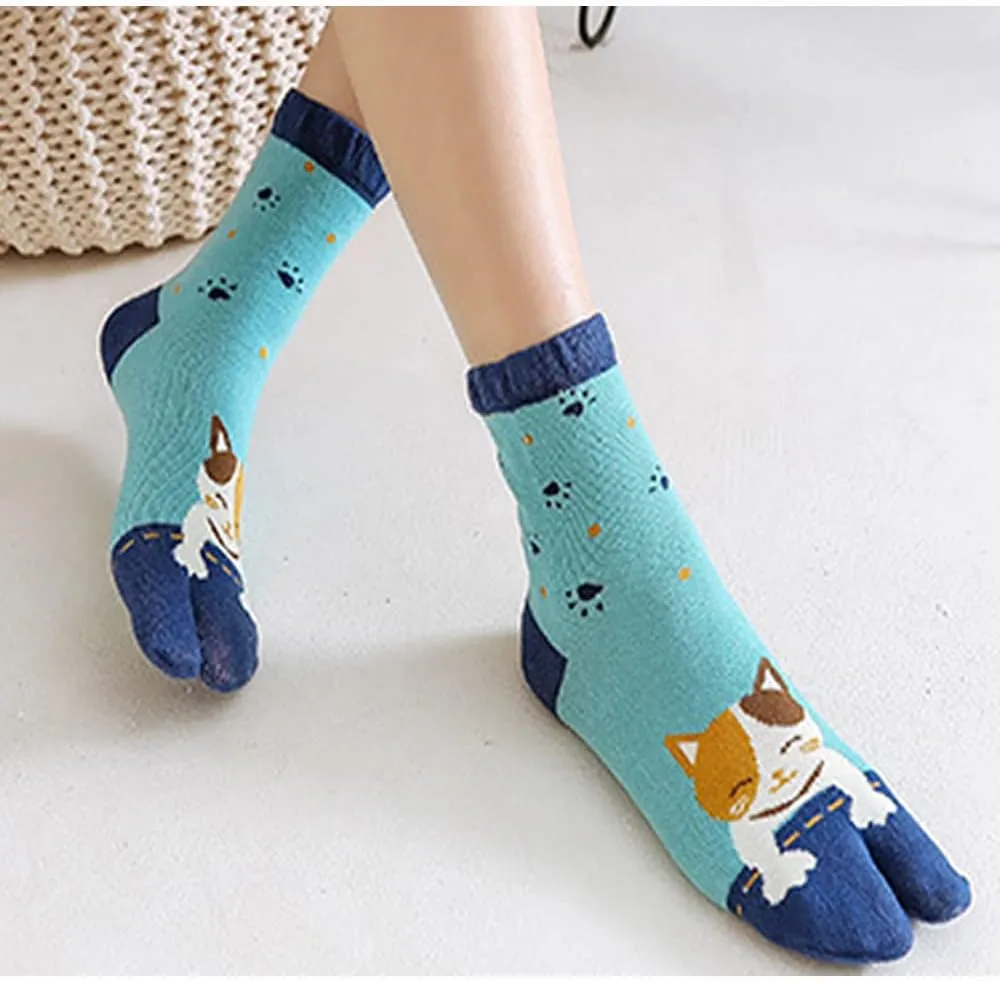 Toe Socks Cotton Crew Five Finger Socks Running Athletic for Men Women 5 Pack