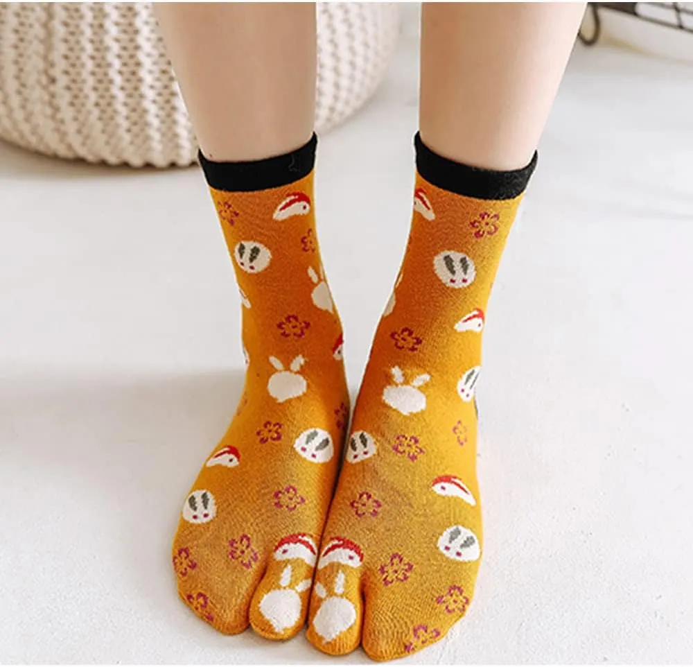 Toe Socks Cotton Crew Five Finger Socks Running Athletic for Men Women 5 Pack